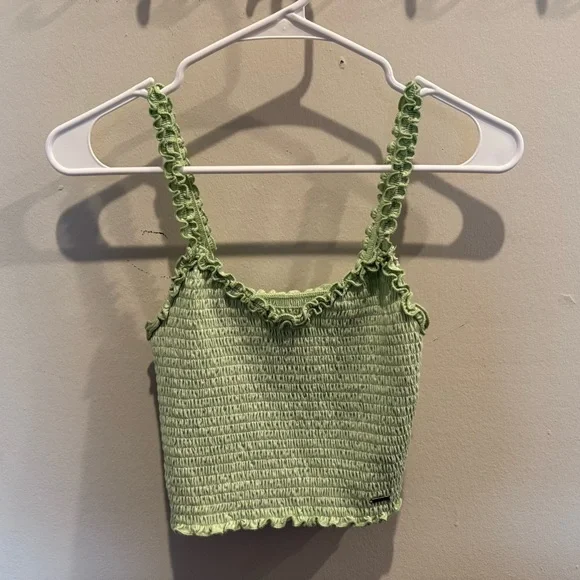 Set of 2 - Hollister Green and White Smocked Tank Tops - Picture 2 of 7